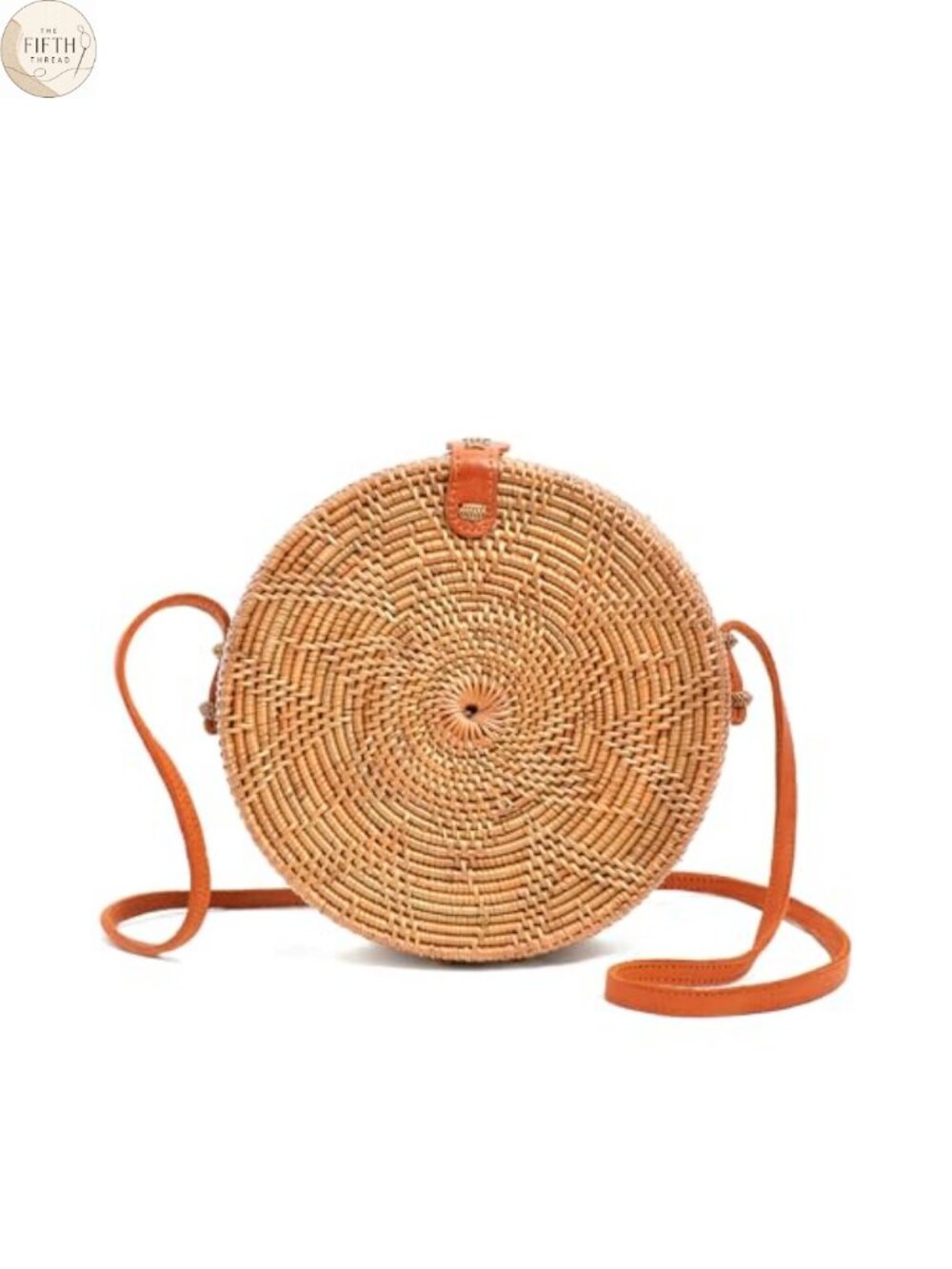 Handmade Rattan Straw Wicker Crossbody Bag with Leather Strap